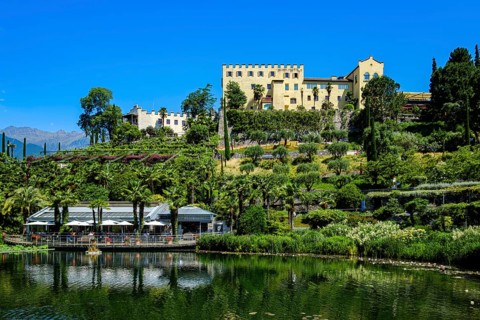 Trauttmansdorff Castle, home of the South Tyrolean State Museum of Tourism, with botanical garden