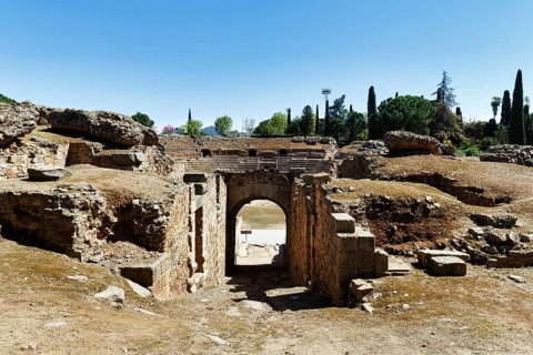 Roman Theatre, Teatro Romano, entrance area, UNESCO World Heritage Site, Emerita Augusta