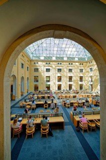 Reading room, covered courtyard, Bibliotheca Albertina, University Library of Leipzig University,