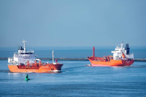 Harbour entrance to the Nieuwe Waterweg which connects Rotterdam with the North Sea, on the Hoek