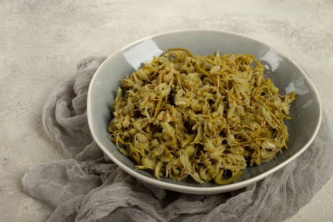 Jonjoli, Colchian klekachka, Georgian appetizer, pickled jonjoli, no people