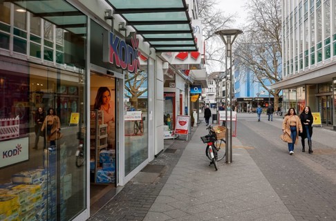 Krefeld, North Rhine-Westphalia, Germany - Krefeld city centre in times of the corona crisis during