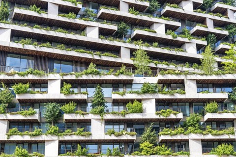 Wonderwoods residential tower, one of 2 green buildings, in Utrecht in the new Healthy Urban