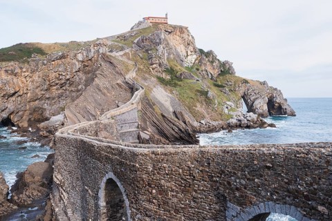 Historic Gaztelugatxe, featuring its iconic hermitage from the 10th century, spans across a rugged