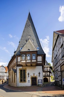 Breastcloth of a former patrician house from 1521, carvings, Goslar, Lower Saxony, Germany