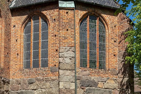 Detail, window, St Nikolai Church, Burg auf Fehmarn, Schleswig-Holstein, Germany