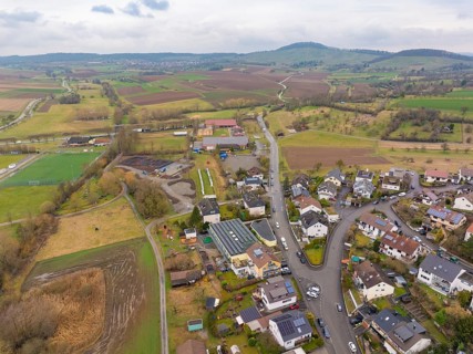 Small community surrounded by fields and hills with winding roads, Großbottwar, Ludwigsburg