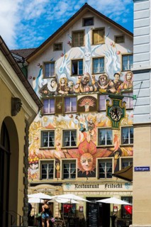 Historic building with painted façade, Old Town, Lucerne, Lake Lucerne, Canton of Lucerne,