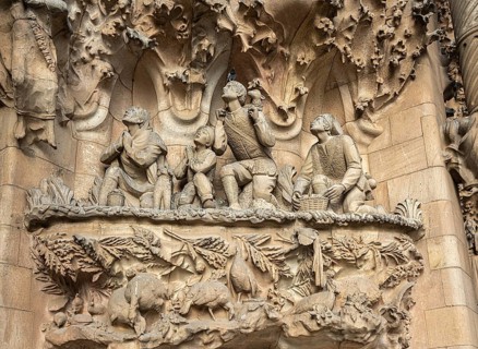 Detail on the birth façade of the Sagrada Familia, Church of the Atonement of the Holy Family, by