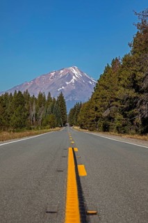 Bartle, California - Mt. Shasta from California Highway 89. The road is part of the Volcanic Legacy