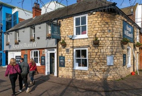 Historic Royal William IV Fourth pub, Brayford Waterfront, city of Lincoln, Lincolnshire, England,