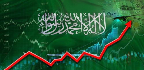 Saudi Arabia financial growth on market graph. Saudi Arabia economic growth on financial graph