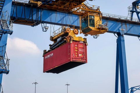 Duisburg, Ruhr area, North Rhine-Westphalia, Germany, containers in the Port of Duisburg, the new