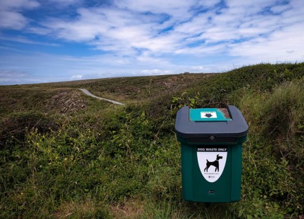 Rubbish bin exclusively for dog waste, Lizard Point, Lizard Bay, Polpeor, Cornwall, England, Great