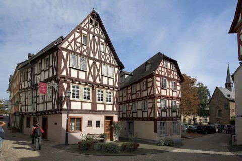 Half-timbered house der sieben Laster, Limburg, Hesse, Germany