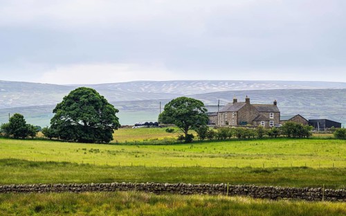 Farms over North Pennines, Cumbria, Durham, Northumberland, North Yorkshire, England, United