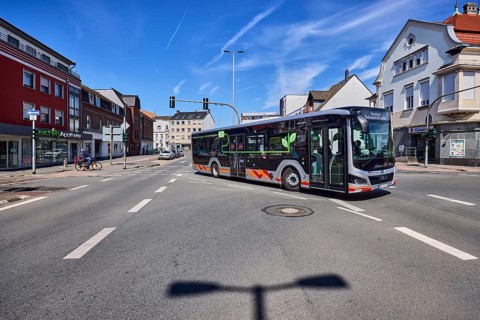 Traffic area, public bus line 36 Xanten Bahnhofstraße, public transport, general architecture,