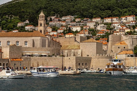 City wall and Dominican monastery in Dubrovnik, Croatia
