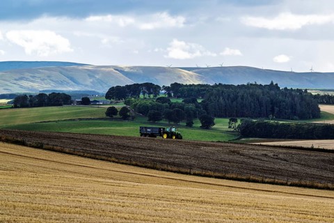 Scottish fields and farms, Southeast Scotland, UK
