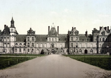 Palais de Fontainebleau. La Cour des Adieux, France, c. 1890, Historic, digitally restored