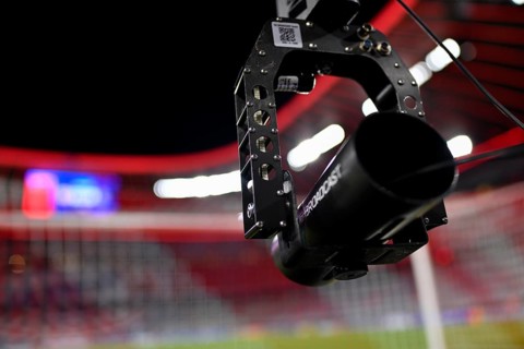 Backdoor camera, TV camera, HD BROADCAST, goal net, interior, Champions League, Allianz Arena,