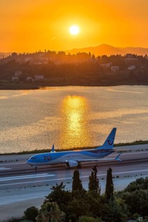 A TUI Belgium Boeing 737 MAX 8 aircraft with the OO-TMA license plate at Corfu airport, Greece