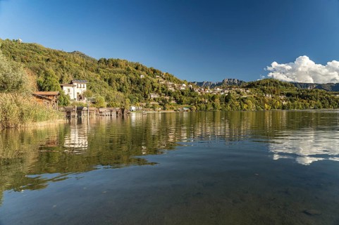 Lake Caldonazzo in Valsugana near San Cristoforo, Trentino, Italy