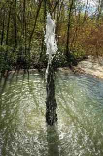 The geyser of the Brissac spring. Mineral water. Sainte Marguerite, Saint Maurice es Allier