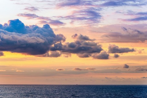Sunrise over Mediterranean Sea, Barcelona, Spain