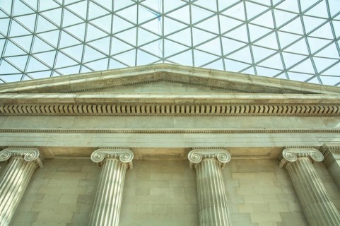 Great Court, inner courtyard with modern domed roof, steel and glass construction, British Museum,