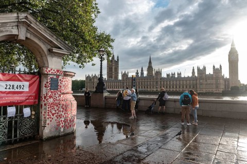 London, United Kingdom. August 2nd 2023 National COVID Memorial Wall beside the River Thames in