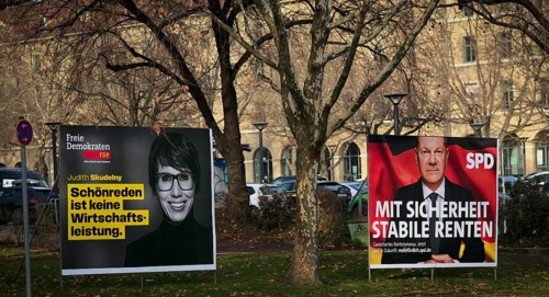 Election posters for the Bundestag election on 23 February 2025, Judith Skudelny, FDP, with direct