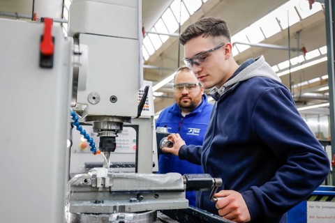 Remscheid, North Rhine-Westphalia, Germany - Trainees in metal professions, here with trainer at a