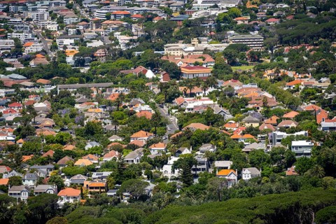 City view of Cape Town Downtown, residential district, South Africa