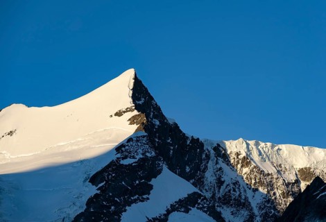 Impressive high-alpine landscape, Kleines Fiescherhorn Ochs mountain summit, Bernese Alps, Bernese