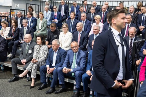 Friedrich Merz (Chancellor of the Federal Republic of Germany, CDU) in front of his speech at the