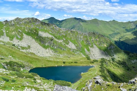 The mountain lake Mittlerer Kaltenbachsee near the Sölkpaß, Sölktal, Niedere Tauern, Styria,