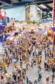 Display with miniature figures at a funfair, market, event, leisure, Germany