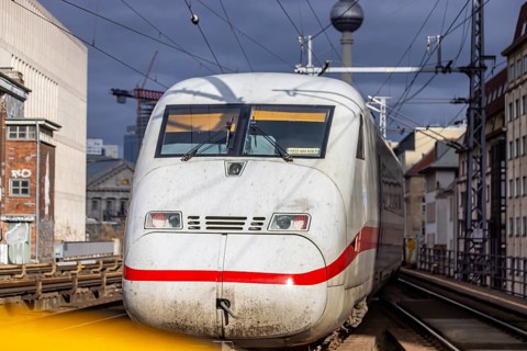 Friedrichstraße railway station. Deutsche Bahn AG ICE both exits. Berlin, Germany