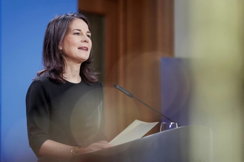 Annalena Bärbock (Alliance 90/The Greens), Federal Foreign Minister, at a press conference at the