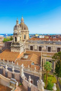 View over Sant'Agata Cathedral domes, Catania, Sicily, Italy
