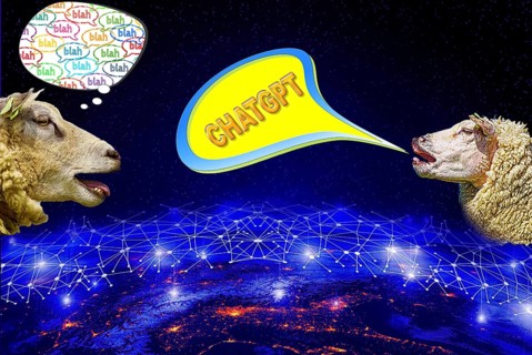 Symbolic photo, sheep talking ChatGBT, is understood blah, AI, OpenAI, chatbot, artificial