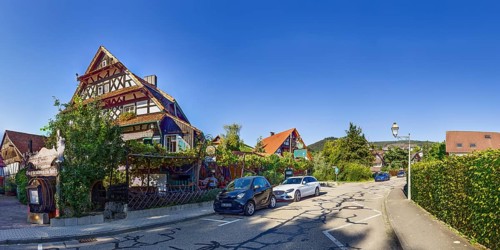 Restaurant in a half-timbered house in Sasbachwalden, Ortenaukreis, Baden-Württemberg, Germany