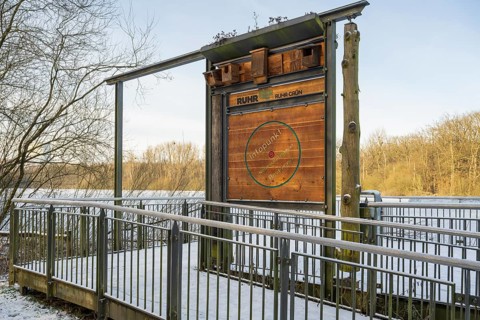 Information point of the Ruhr Regeionalverband, viewing platform, Beversee Nature Reserve,
