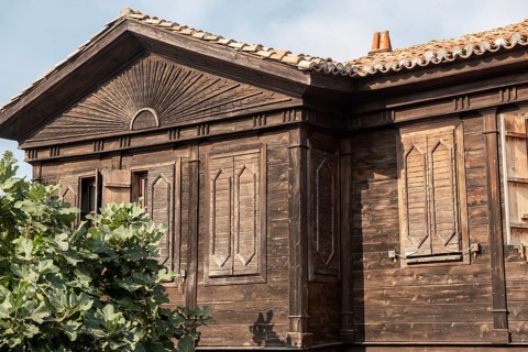 Sozopol, Bulgaria. September 25th 2020 Beautiful traditional houses in the Old harbour town of