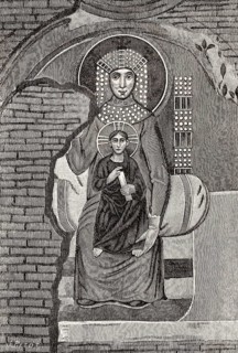 Byzantine Madonna and child, ninth century, Basilica of Saint Clement, Rome, Italy