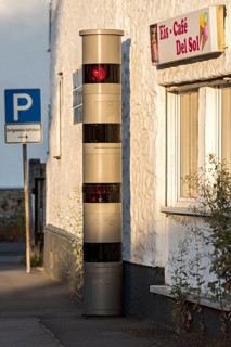 Speed camera column, column with laser measurement for both directions, speed control in road