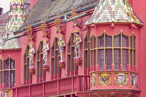The Historisches Kaufhaus, a prominent 14th century Gothic monument on Münsterplatz in the historic