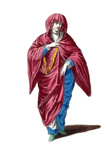 Historical clothing, fashion over time, The woman of a French merchant in a dress from around 1700,