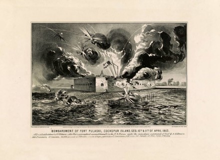 Bombardment of Fort Pulaski, Cockspur Island, Geo, 10th & 11th of April 1862, during the American
